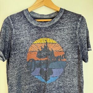 Disney Parks Walt Disney World Castle Mickey Navy Blue Burnout T-Shirt Medium